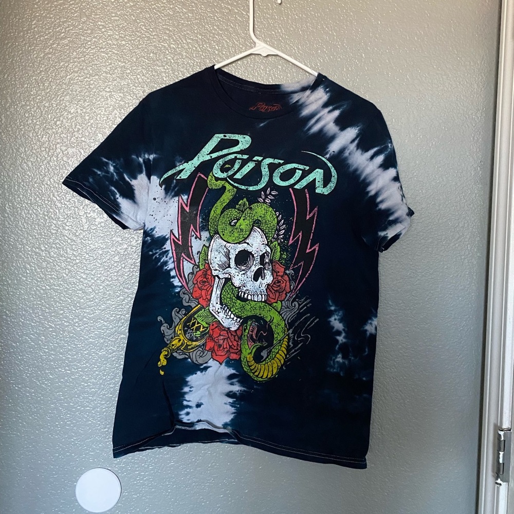Poison tie dye shirt dark blue and light blue